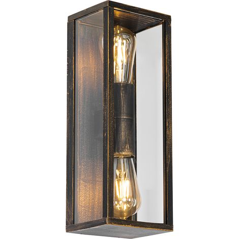 Vintage Wandleuchte Antikgold 38 cm 2-flammig IP44 - Charlois