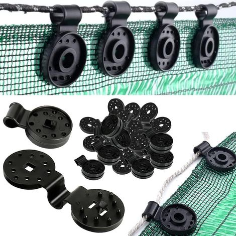 100 Clips de fixation, Plastique robuste, Trou pour corde, Pour toile d'ombrage et filet anti-oiseaux, Jardin et agriculture (1/5)