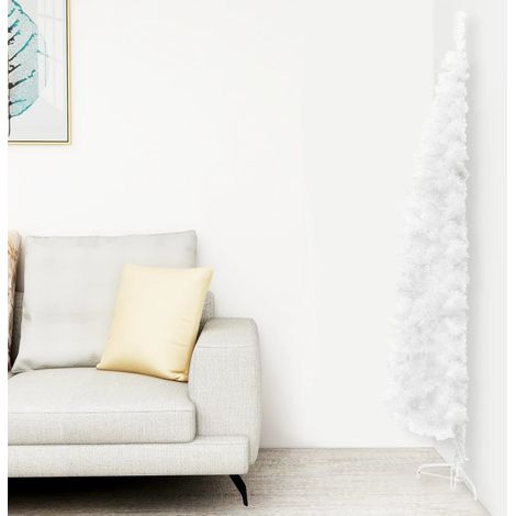 Demi Sapin de Noël artificiel Arbre de Noël mince avec support Blanc 120 cm 66759 (1/5)