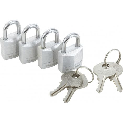 Juego de 4 candados con llave MASTER LOCK de aluminio, l.20 mm MASTER LOCK