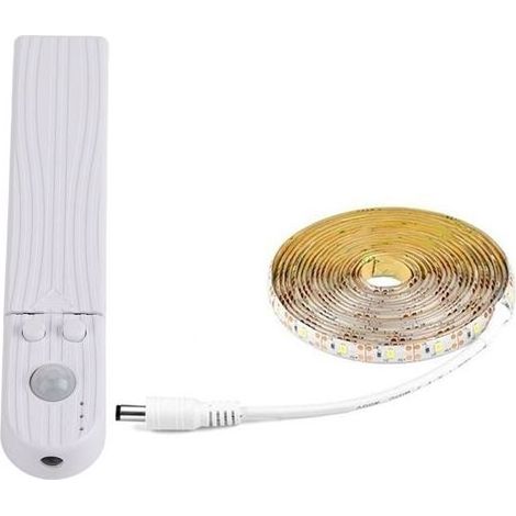 1M 2M 3M Ruban LED Détecteur de Mouvement Sans Fil, Veilleuse à Piles, Lampe Sous Lit pour Placard Armoire Escalier Couloir (1/5)