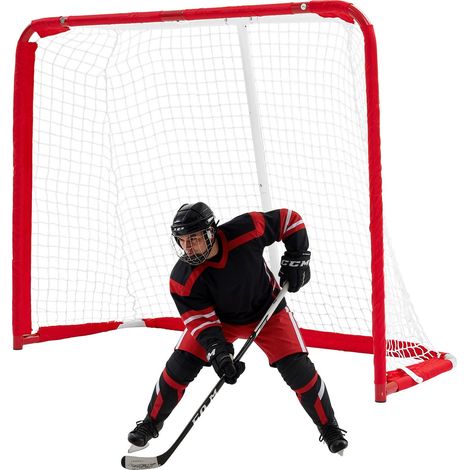 But de Hockey de Rue 142x113 cm Filet de Street Hockey ou à Roulettes, Équipement d'Entraînement Portable pour Parc Garage Aire de Jeux, Cage avec Haute Résistance à l'Usure et à la Tension (1/5)