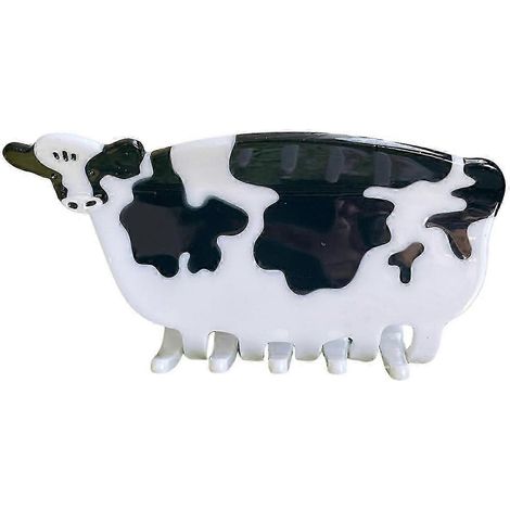 Pince à cheveux en forme d'animal, de poulet ou de cochon, style dessin animé, avec revêtement antidérapant, pour femmes.-Cow (1/5)