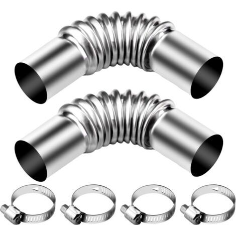 Tuyau d'échappement en acier inoxydable 25MM Raccord Coudé, 2PCS Connecteur d'angle tuyau d'échappement, Idéal pour le chauffage de voiture Générateurs d'électricité et chauffage au diesel