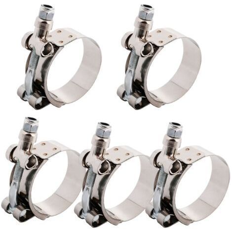 Pack of 5 flexible stainless steel hose clamps 32-37mm for pipes and tubes. (1/5)