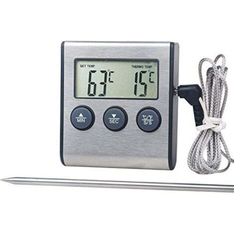 Thermomètre de Cuisson des Aliments 0250°C avec Minuterie d'Alarme - Jauge de Température pour Cuisine BBQ (1/4)