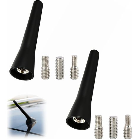 2 PCS 6.5cm Mini Antenne Voiture Courte Universelle FM AM pour Autoradio, Antenne de Toit avec Adaptateurs M4 M5 M6, Réception Radio Stable pour Véhicules Multi Compatibles (1/5)