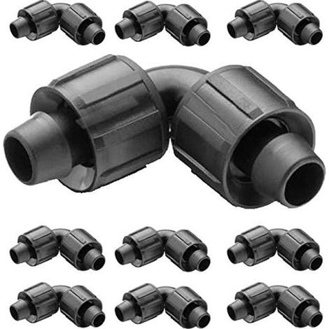Lot de 10 Coudes pour Gaine d'irrigation goutte à goutte 16 mm. Manchon pour connecter deux bandes d'irrigation