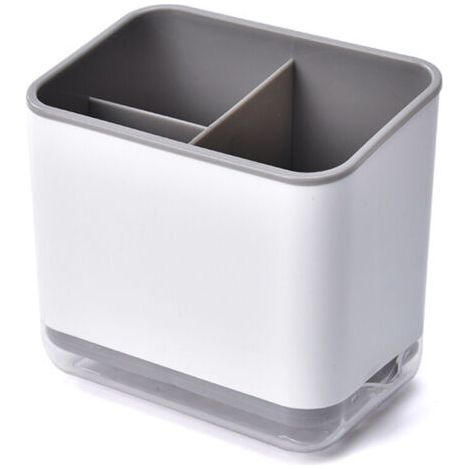 Porte-couverts, égouttoir à couverts avec couvercle, bac à couverts multifonction avec 3 fentes d'égouttage, porte-baguettes (gris) (1/4)