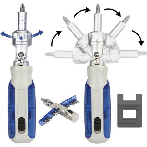 1 Jeu de tournevis, 14 en 1, cliquet rotatif 180°, embouts magnétiques S2, réparation auto maison (1/5)
