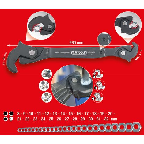 KS TOOLS  Llave multifunción  de una  mano 8-17/14-32  mm -  114.0055 (1/5)
