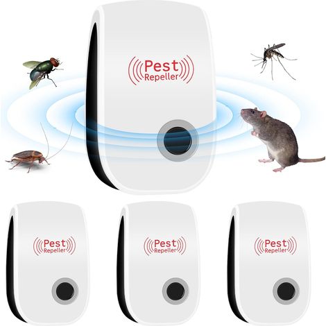 Répulsif électronique ultrasonique contre les rongeurs et les insectes (paquet de 4), idéal pour les moustiques, les rats, les araignées et plus encore. (1/5)