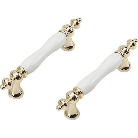 Stück Keramik-Türgriffe im Vintage-Stil, Schranktürgriffe, Möbel- und Küchenschubladengriffe für Schränke, Bars und andere Möbel, Knöpfe, weiß, 96 mm (1/5)