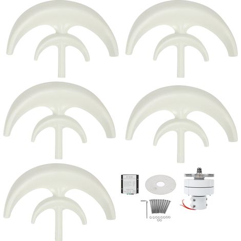 Éolienne 1200W 5 pales Générateur AC Moteur Solaire Système Lanterne Double Couche Blanche 24V (1/5)