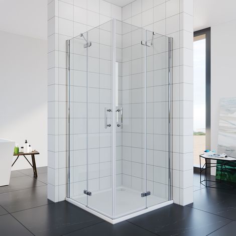 SONNI Cabina doccia ingresso angolare 80x90cm doccia porta a battente schermo doccia (1/5)