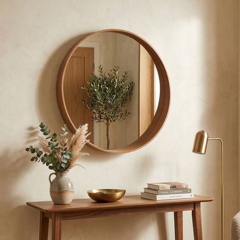 Spiegel Frentani, Runde Form, Wandtyp, Struktur Transparent, 80x80h cm Nussbaum Braun (1/3)