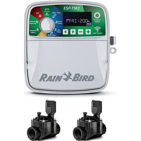 Automatischer elektrischer Bewässerungsregler ESP-TM2 4 Zonen Indoor Rain Bird + 2 Elektroventile 100HV 24V 1 (1/5)