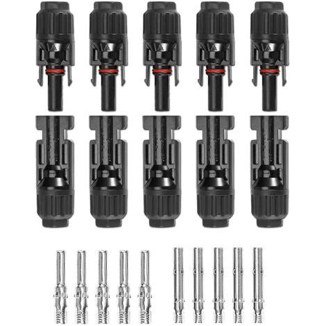 IP67 Waterproof Male/Female Solar Panel Cable Connectors for Solar Photovoltaic System (5 Pairs) (1/5)