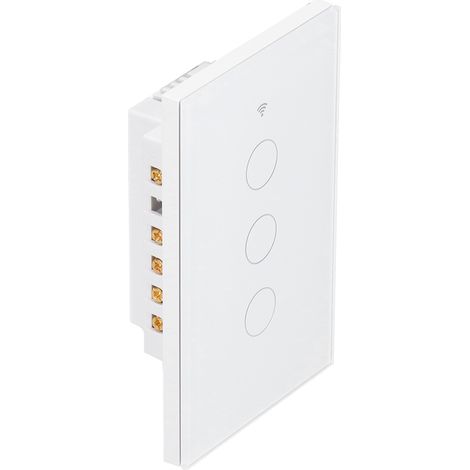 Interrupteur tactile intelligent avec télécommande, triple, norme américaine, compatible Tuya Zigbee 100–240 V, blanc (1/5)