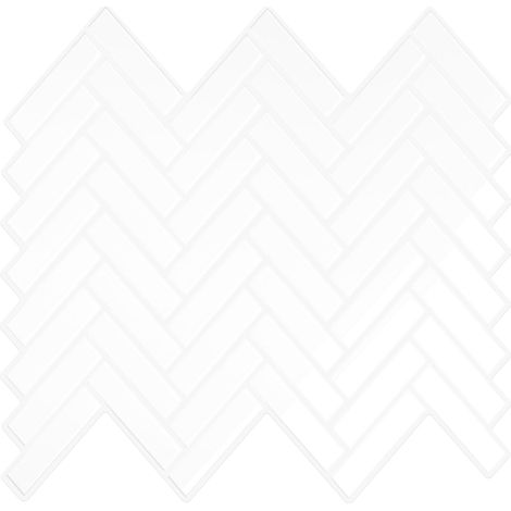 Crédence Adhésive Cuisine Chevrons Blanc 3D Stickers Carrelage Adhesif Mural Salle de Bain 6 Pièces Carreaux Adhesif Cuisine Imperméable Cheminée Blanchisserie Amovible 30,5 cm × 30,5 cm (1/5)