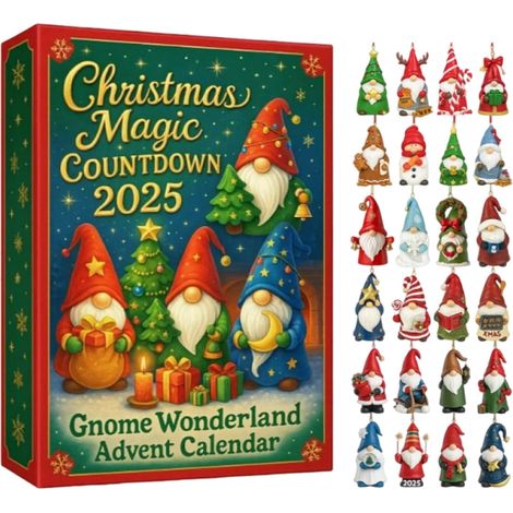 2025 Avent Noël Petite décoration de maison décorative Calendrier de l'Avent Noël 2025 - 24 jours Gnome Pour adultes, hommes, femmes, , ados, fêtes, entrée, fenêtre, bureau, (1/5)