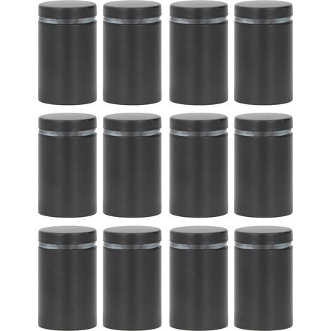 Lot de 12 vis d'entretoise en acier inoxydable pour support mural publicitaire, clous pour verre acrylique noirs (1/5)