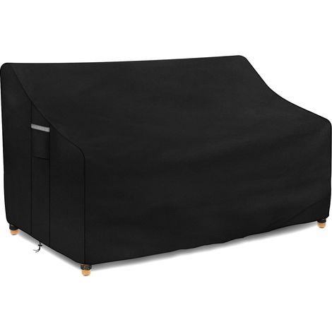 2-Sitzer-Gartenbank-Abdeckung 134 x 66 x 63/89 cm, wasserdicht, Gartensofa-Abdeckung, Oxford-Gewebe, winddicht, UV-beständig, mit Schnalle, Schwarz (1/5)