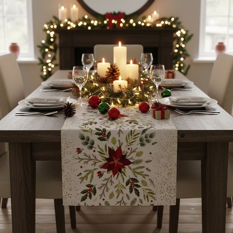Runner decorativo con stella di natale per decorazioni natalizie 28 cm x 2,5 mt (1/3)
