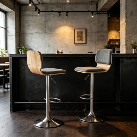 Set de 2 tabourets de bar, rotatifs à 360°, tabourets de bar réglables en hauteur avec dossier et repose-pieds (uniquement avec 2 tabourets de bar) (1/5)