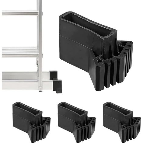 Couvre-pieds Échelle - Caoutchouc Antidérapant avec Rainures Profondes - Pour Échelles Télescopiques Ingénierie et À Chevrons - Lot de 4 (1/5)