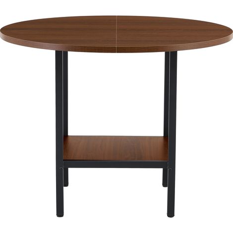 Tavolo da pranzo rotondo moderno 100 cm con ripiano portaoggetti, MDF e metallo, per 4-6 persone (1/5)