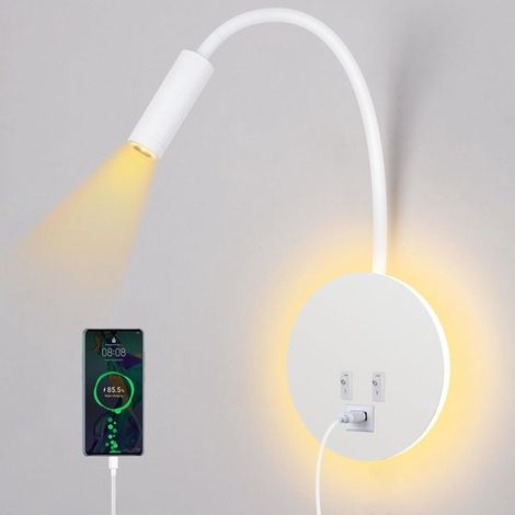 Schwanenhals LED Leselampe mit USB Ladefunktion und Schalter für Schlaf und Wohnzimmer (1/5)