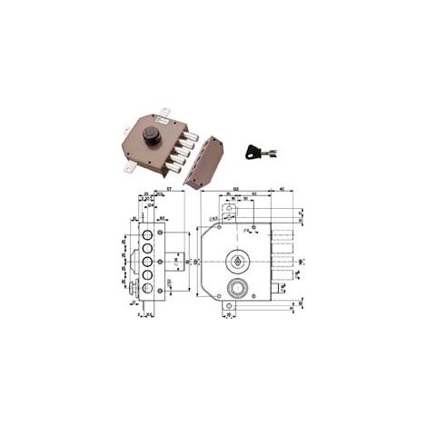 Serratura Quintuplice Applicare S Scrocco con Pomolo a Pompa 30641 60 mm Sx