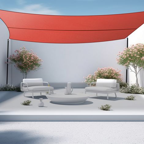 Aquariss 2x2m Sun Shade Sail Canopy Polyester UV Block with Free Rope Sunscreen Awning Square - Terracotta (1/4)