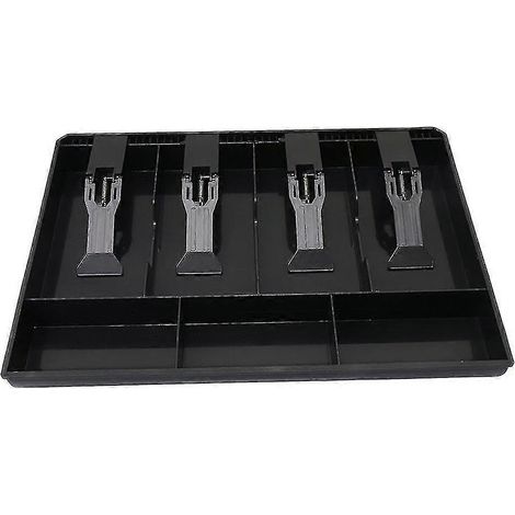 Plateau de tiroir-caisse noir pour 4 billets et 3 pièces, boîte de rangement pour argent. (1/5)