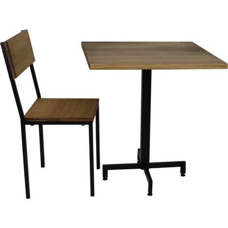 Mesa Cuadrada iCub 70x70x75cm Negra en madera maciza de pino acabado vintage estilo industrial