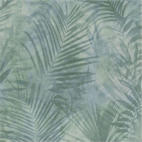 Papel pintado naturaleza Profhome 374111 papel pintado no tejido ligeramente texturado con dibujo de jungla mate verde azul gris 5,33 m2
