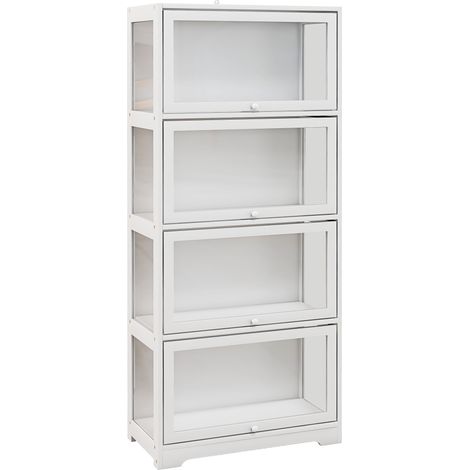 Vitrine colonne acrylique 4 niveaux LIORA blanc (1/5)