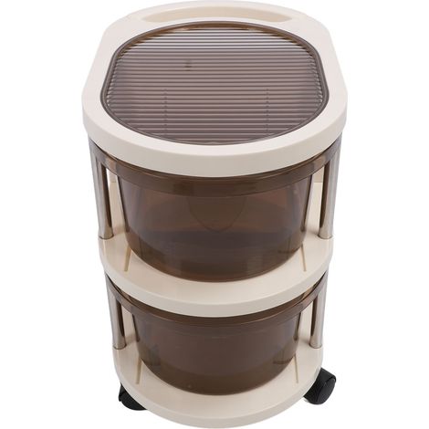 Utility Storage Cart Bedroom Mobile Storage Cabinet with Drawer Multi Layer Snacks Cosmetics Storage Rack for Living Room Bathroom Coffee Color (1/5)
