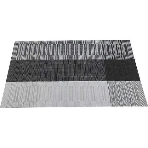 Napperon isolant thermique en PVC tendance, imperméable, pour assiettes et fourchettes (rayures noires) (1/5)
