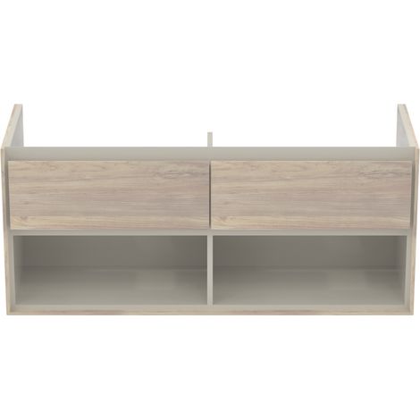 Meuble sous-vasque IS MDWT Connect Air, 2 tiroirs, 1200x440x517, pin clair décor et beige mat (1/3)