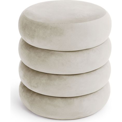 Pouf contenedor cilíndrico en terciopelo 42 cm SNUGGO Crema (1/5)
