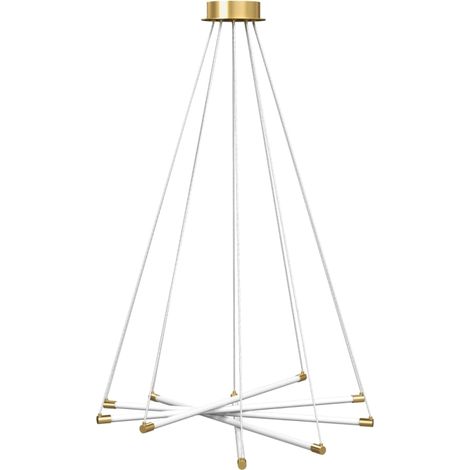 Éclairage chaleureux et modulable avec suspension LED 50W, hauteur réglable et 5 tubes ajustables (1/5)