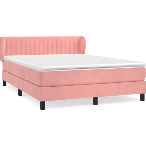 Maison Exclusive - Giroletto a Molle con Materasso Rosa 140x190 cm in Velluto (1/5)