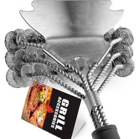 Brosse de nettoyage sécuritaire pour barbecue – Nettoyant pour grilles en acier inoxydable – Accessoire sécuritaire pour barbecues en céramique/Weber à gaz/charbon (1/5)