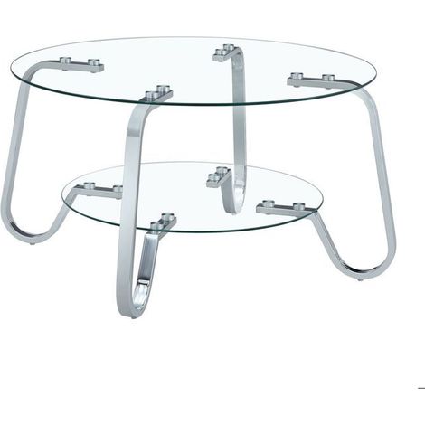 Table basse verre trempé double couche cadre en métal style rétro minimaliste
