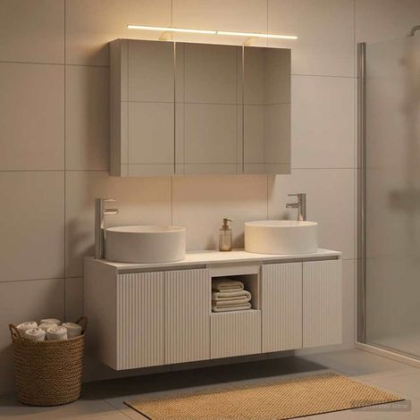 vidaXL Set di Armadi da Bagno 4 pcs Bianco 100 x 14,5 x 70 cm (1/5)