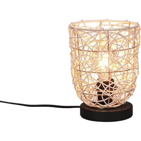 Lampe à poser LOVIS rotin/métal brun/noir E27 22 cm (1/3)