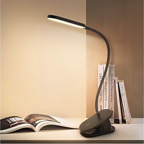 Lampe de Lecture LED à Pince Rechargeable USB avec Col Flexible Réglable Protection Oculaire Anti-Éblouissement Idéale pour Lecture Bureau et Étude Quotidienne (1/3)