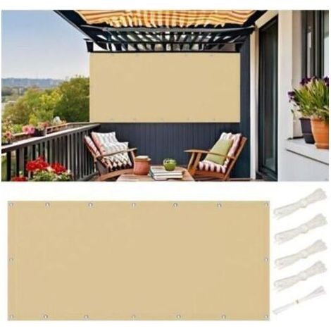 Voile Dombrage 1.5x3 m Rectangulaire Imperméable, Toile Ombrage Exterieur, Voile Dombrage Pare-Soleil Jardin Balcon UV Protection pour Patio Terrasse Extérieur avec Oeillets et Cordons, Sable Beige (1/4)